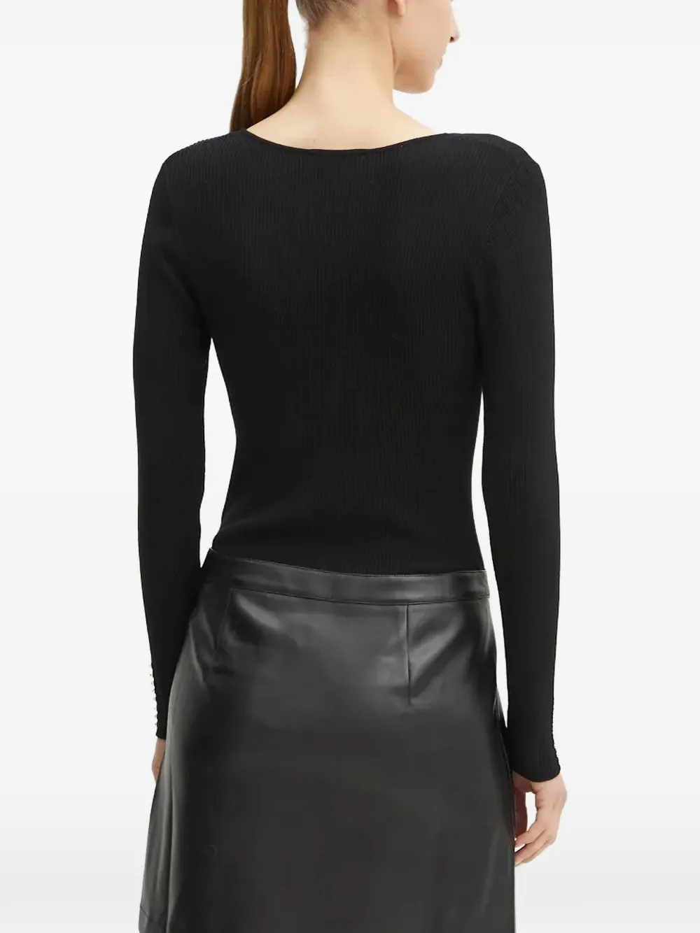 Morgan Regota buttoned V-neck mini dress Zwart