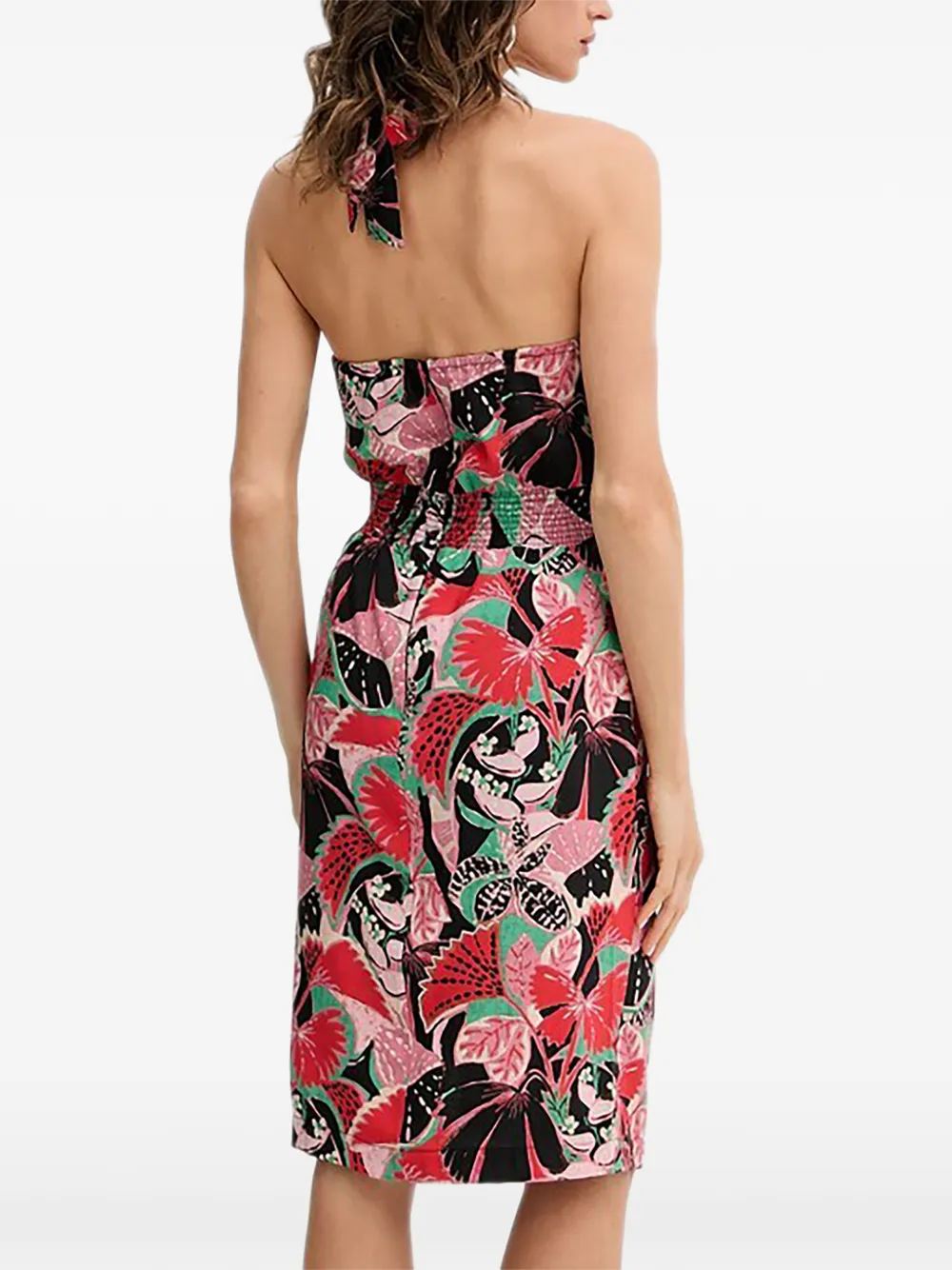 Morgan Ojoy midi-jurk met bloemenprint en halternek Zwart