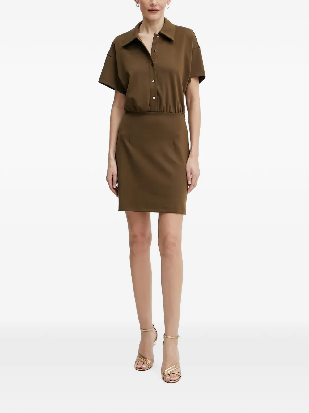 Morgan button-up short-sleeve mini dress