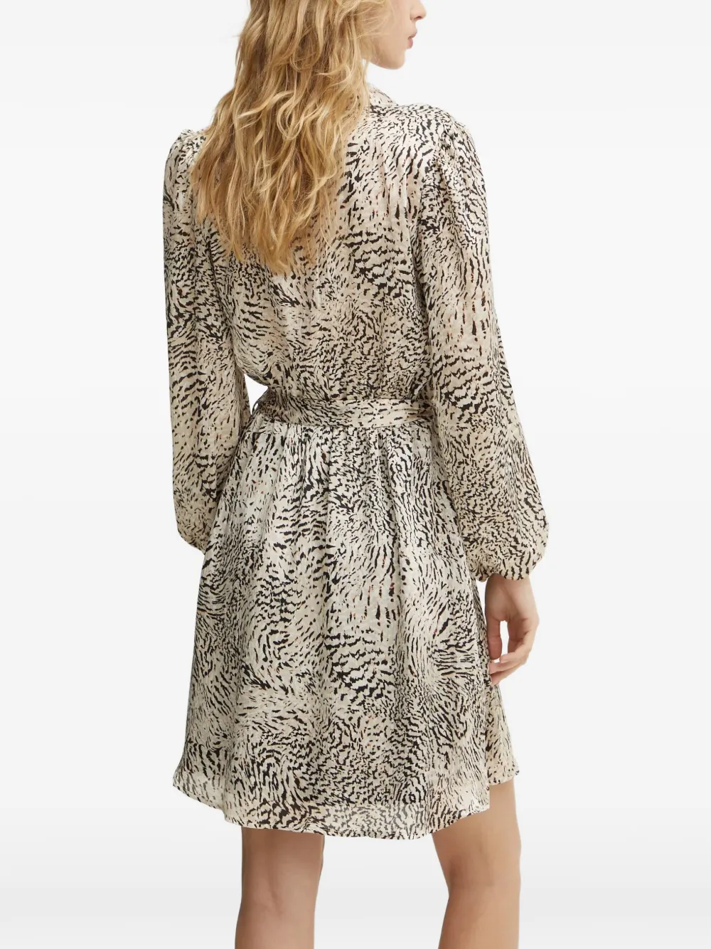 Morgan Mini-jurk met dieren-print en ceintuur Beige