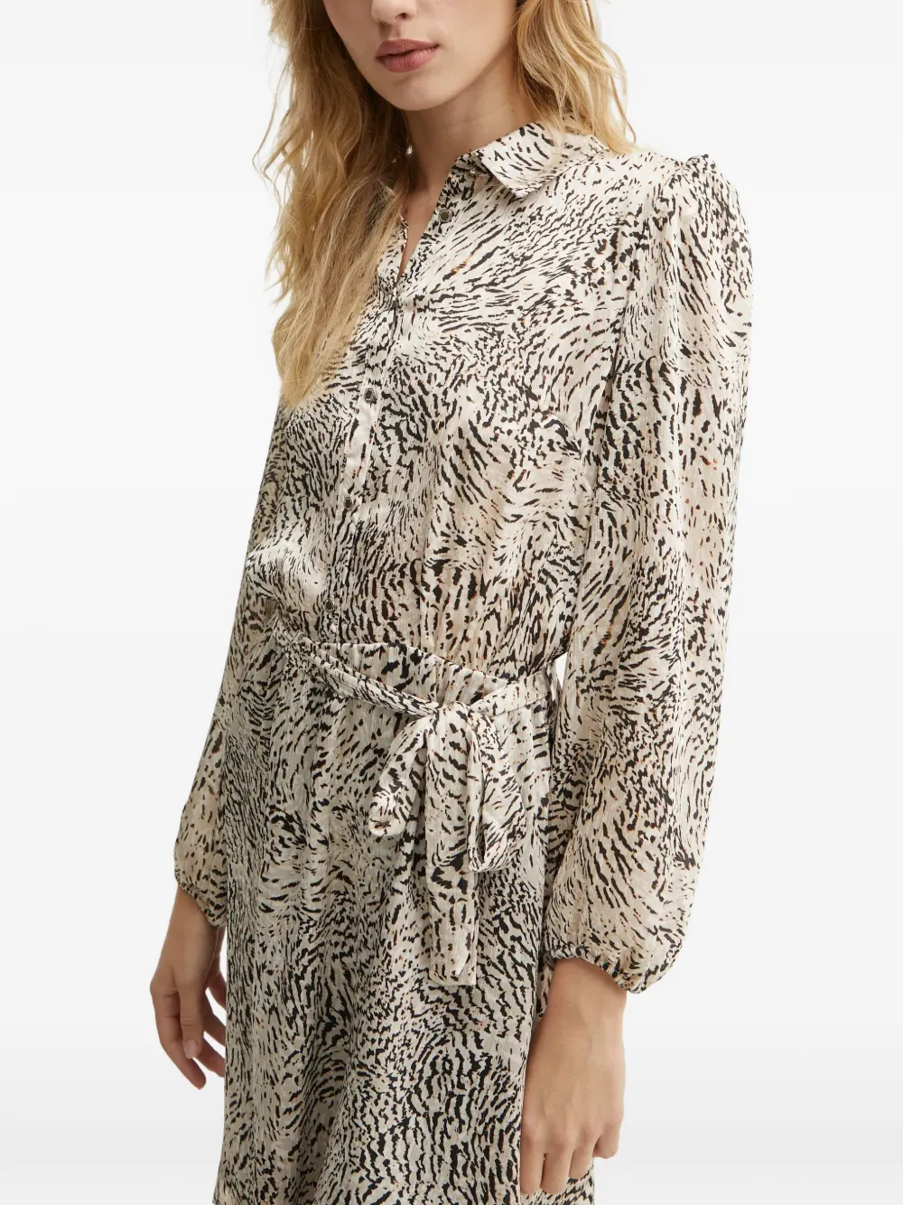 Morgan Mini-jurk met dieren-print en ceintuur Beige