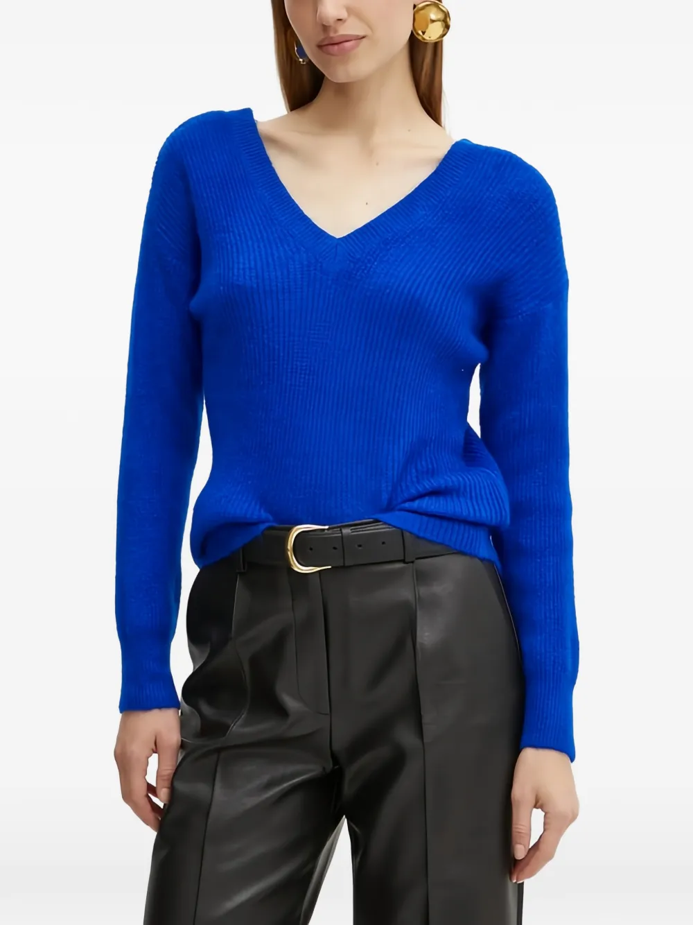 Morgan V-neck Sweater In Blue