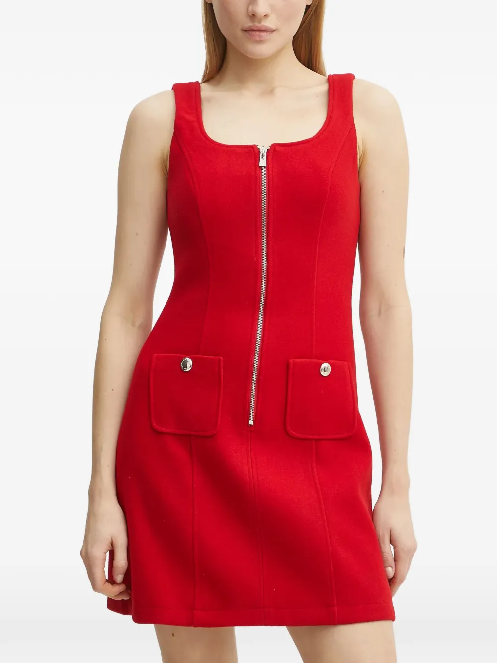 Morgan zip-up patch-pocket mini dress