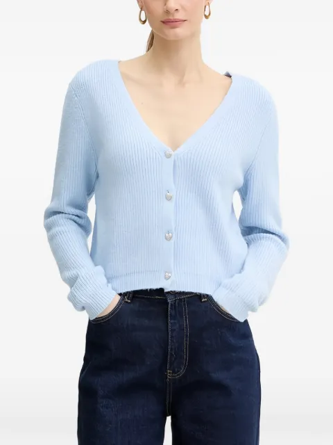 Morgan heart button V-neck knitwear