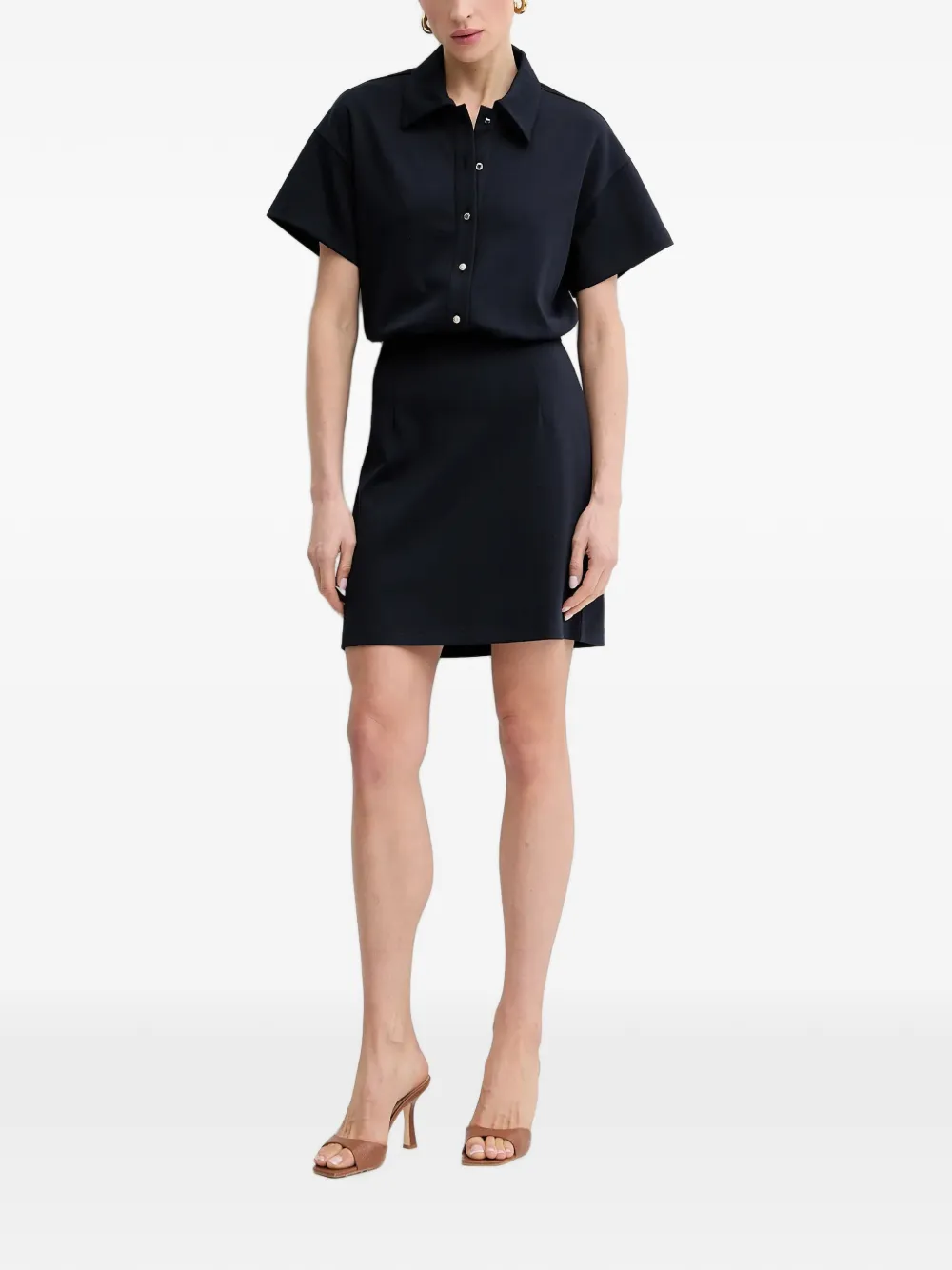 Morgan button short-sleeve mini dress