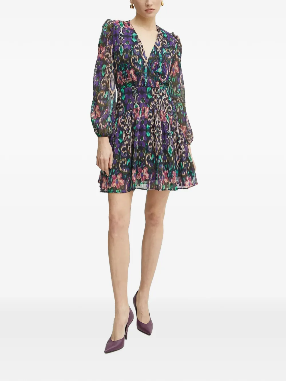 Morgan abstract-print V-neck mini dress