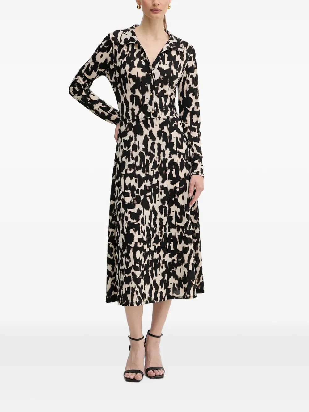 Morgan Jurk met knopen en kraag Beige