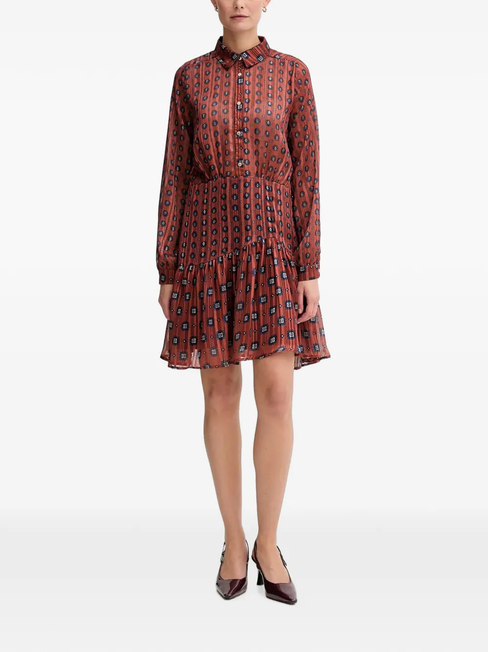 Morgan Mini-jurk met ruches en bloemenprint Rood