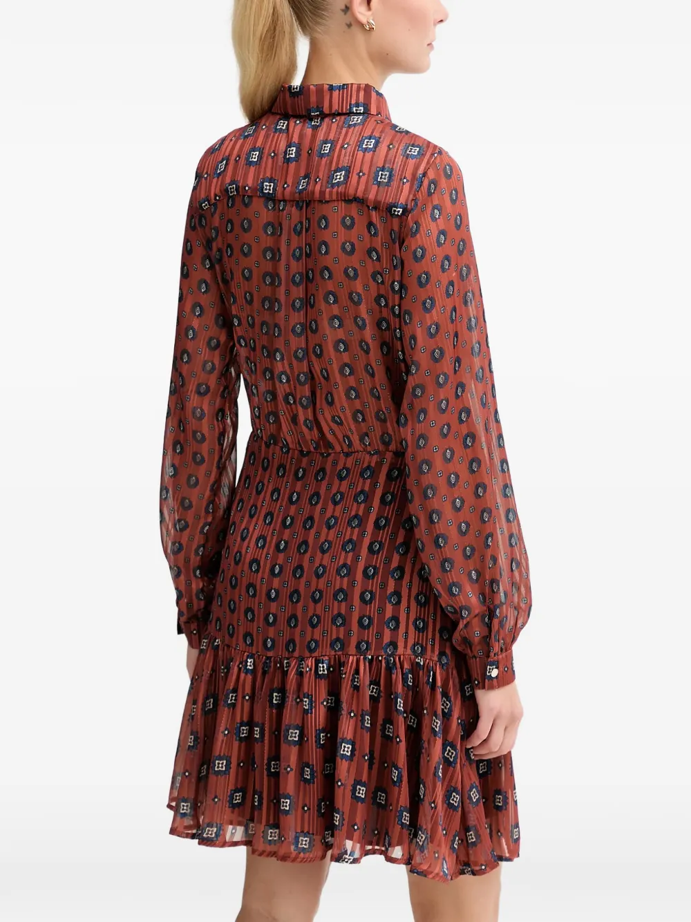 Morgan Mini-jurk met ruches en bloemenprint Rood