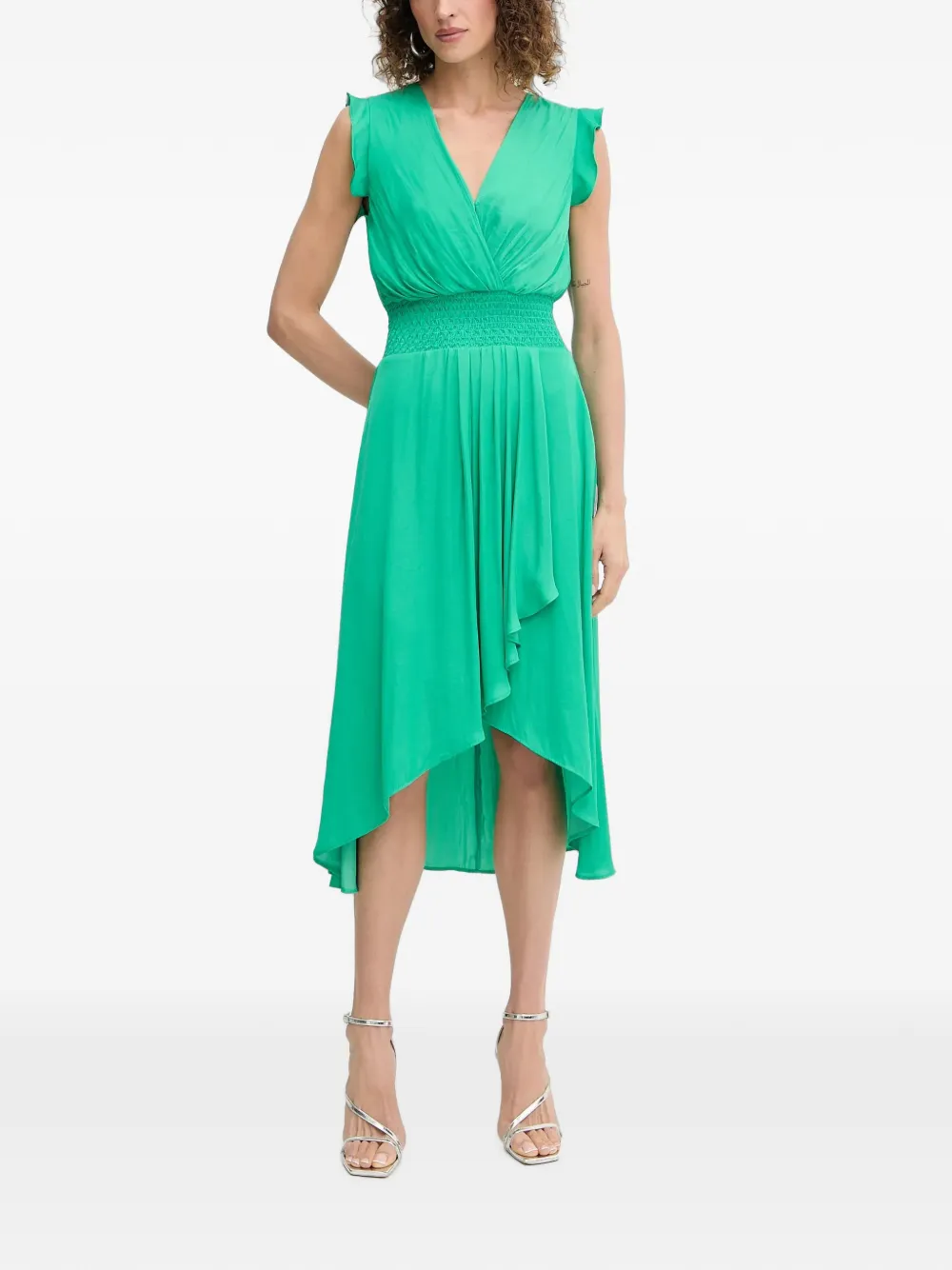 Morgan ruffled-sleeve smocked-waist dress