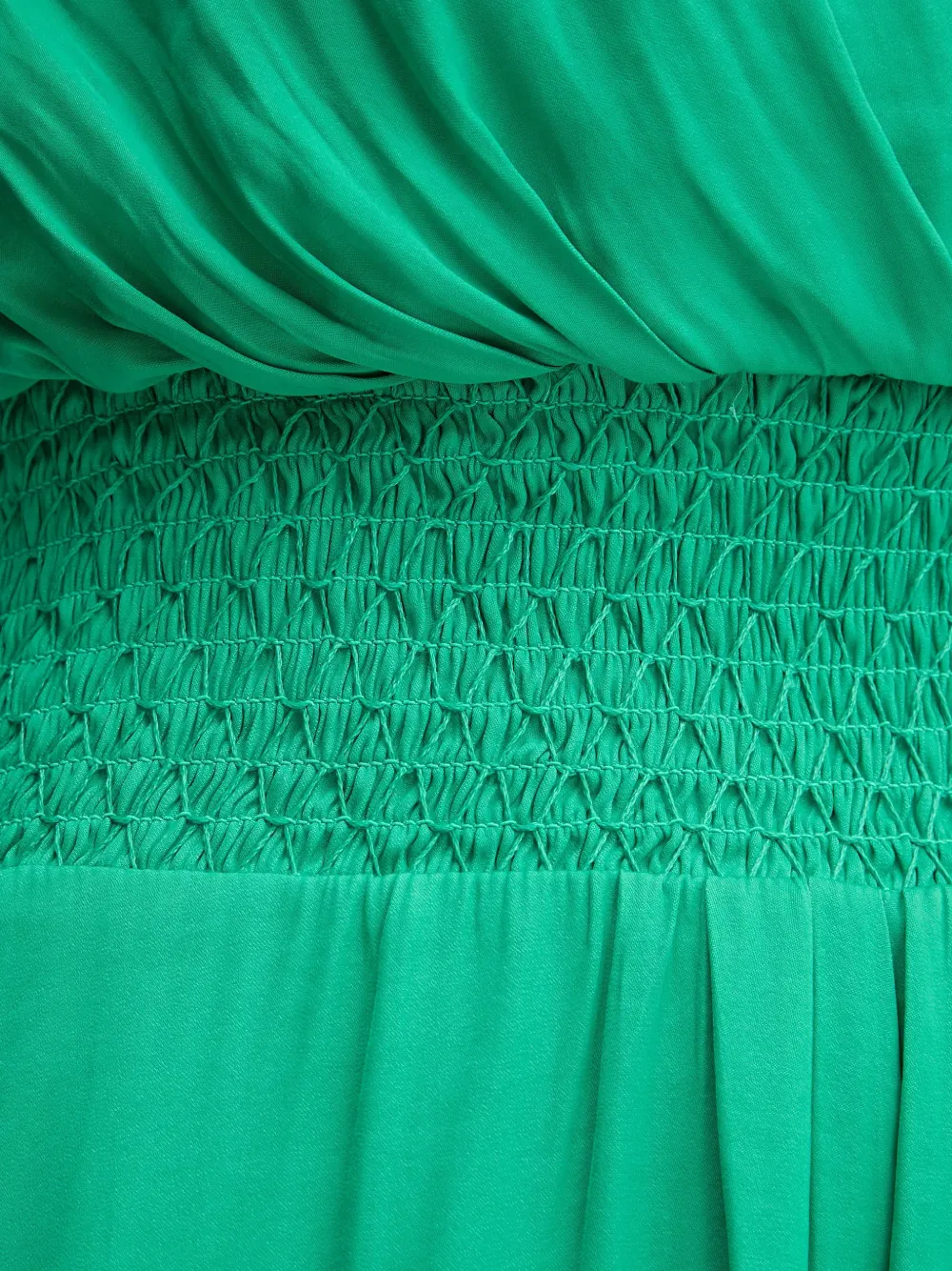 Morgan Jurk met gesmockte taille en mouwen met ruches Groen