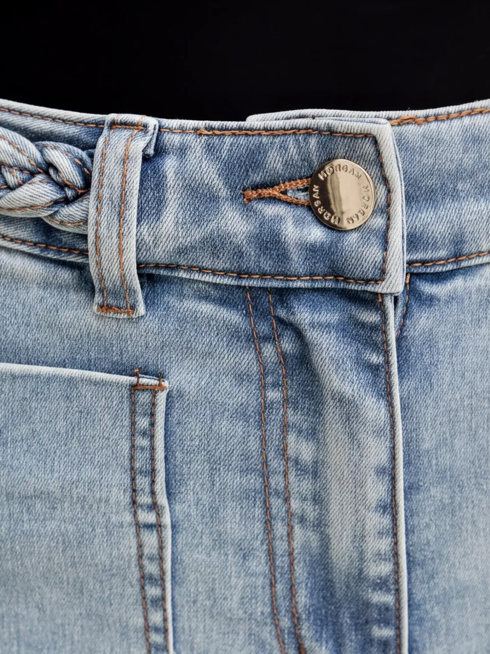 Morgan Denim jeans met gevlochten afwerking Blauw