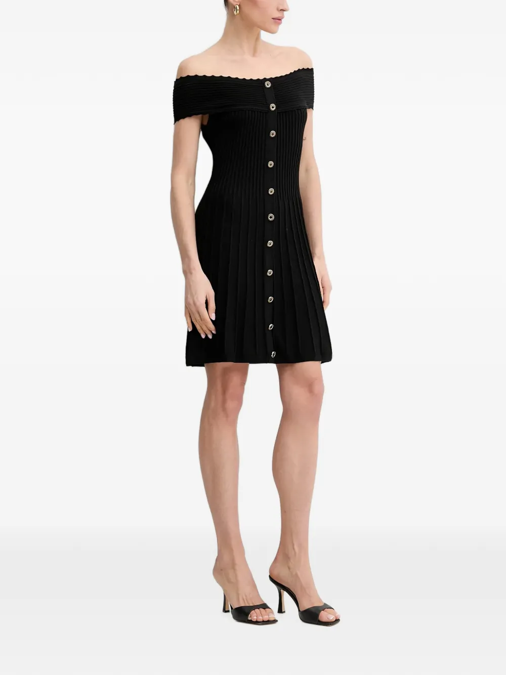 Morgan off-shoulder ribbed-knit mini dress