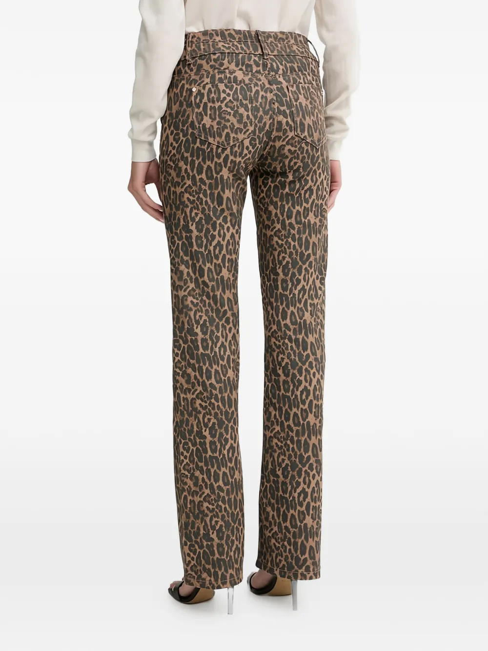 Morgan High-waist bootcut jeans met luipaardprint Bruin