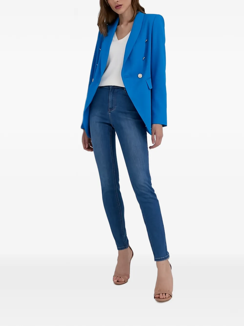  Morgan Vaqueros Skinny Con Parche Del Logo - Azul 