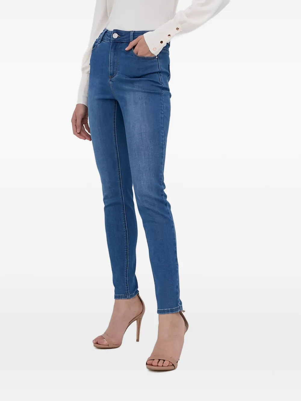 Morgan Logo-patch Skinny Jeans In Blue