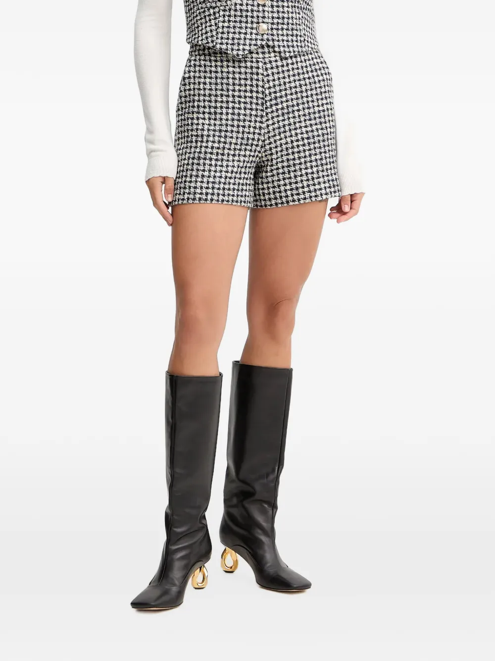 Morgan houndstooth-pattern shorts