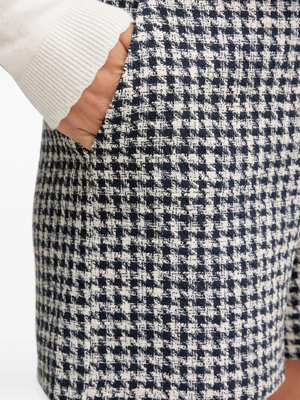 Morgan Shorts met pied-de-poule print Zwart