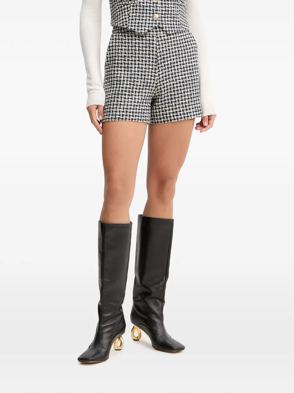 Morgan houndstooth-pattern shorts - Black