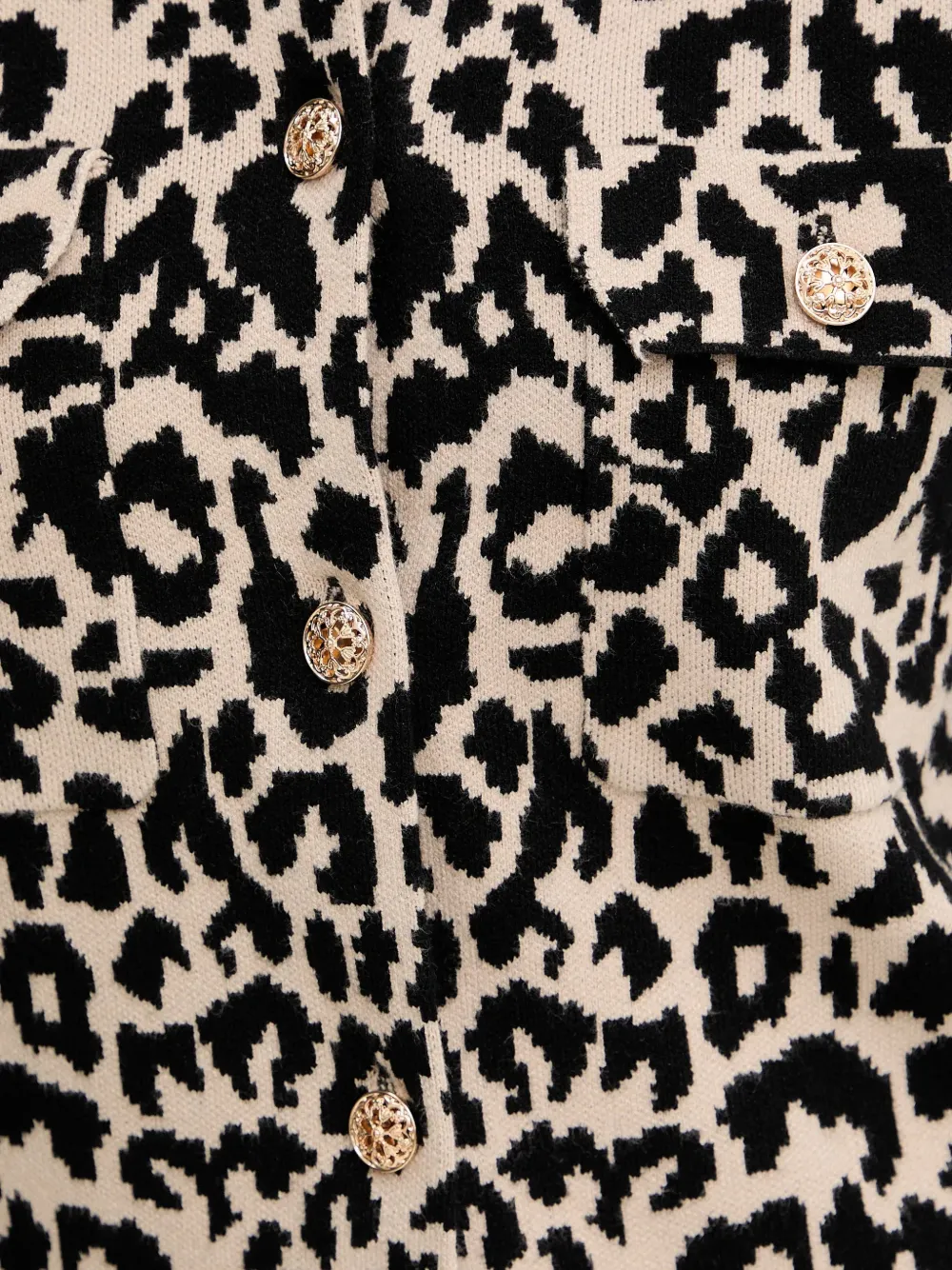 Morgan Boleo vest met luipaardprint en knopen Beige