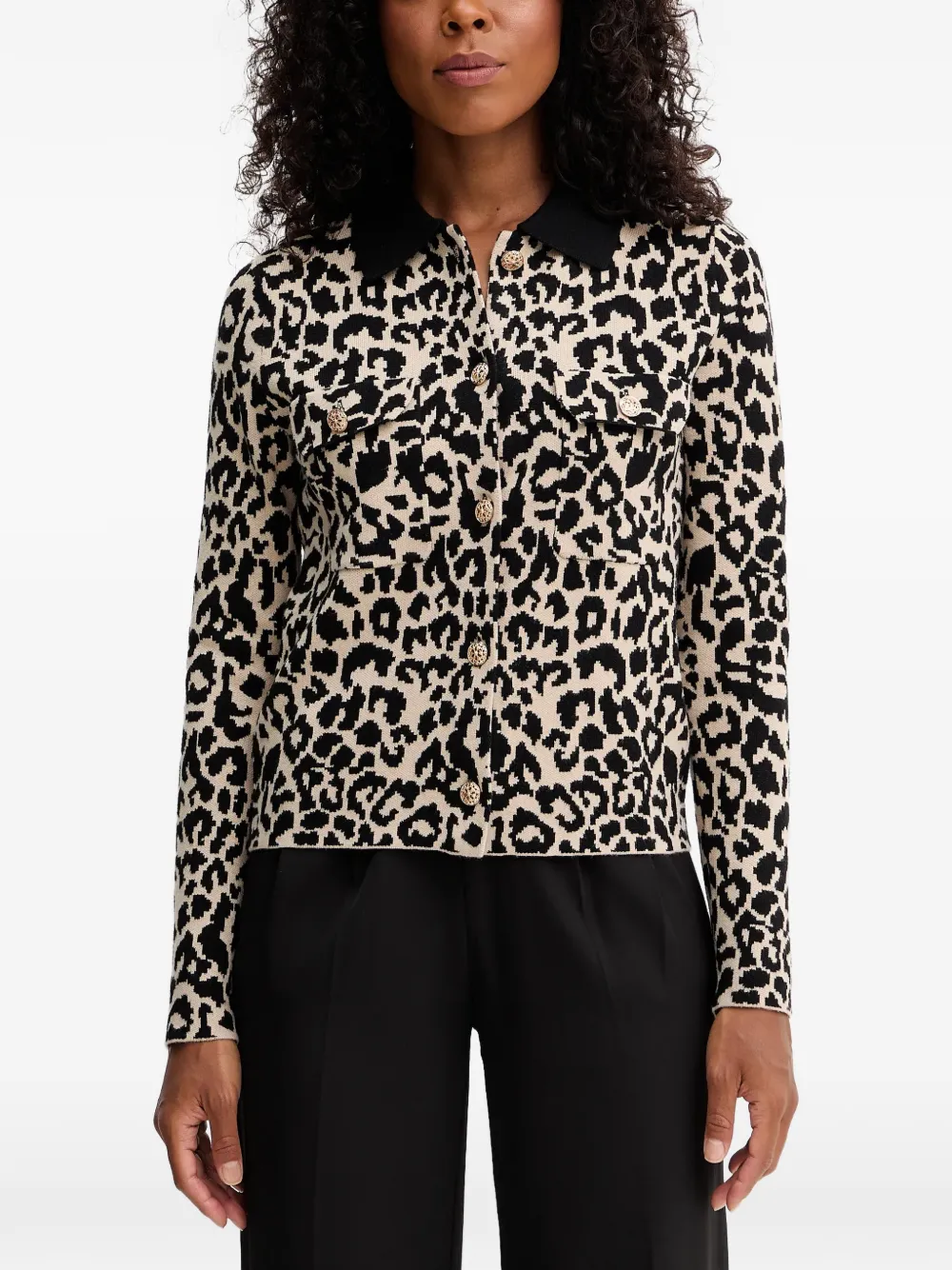 Morgan leopard-print button-up cardigan