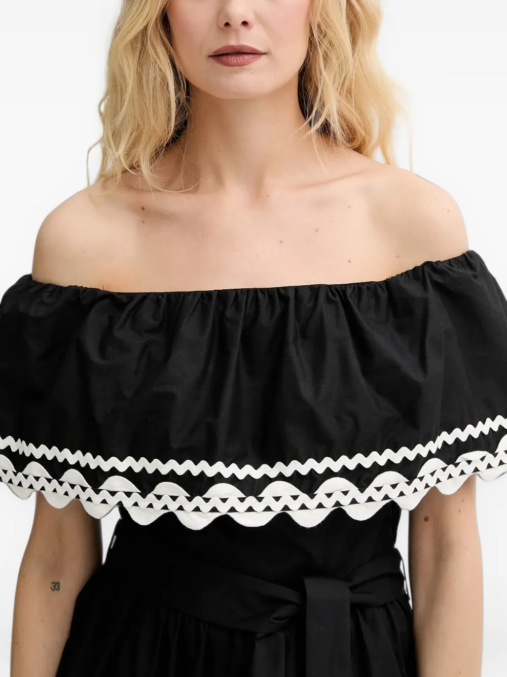 Morgan off-shoulder mini dress Zwart