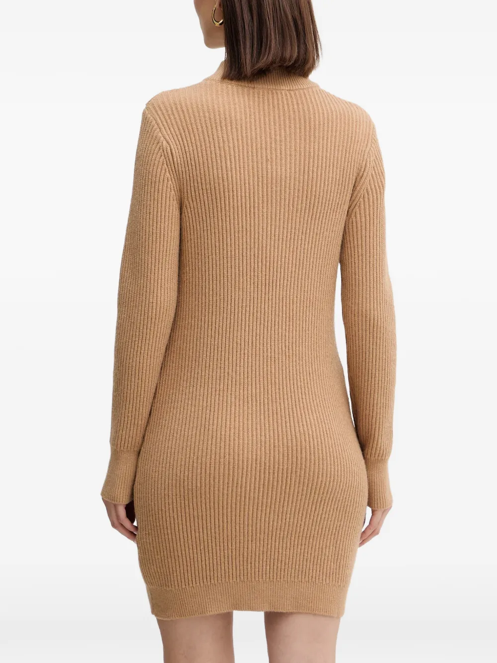 Morgan Rmcool geribbelde mini-jurk met knopen Beige