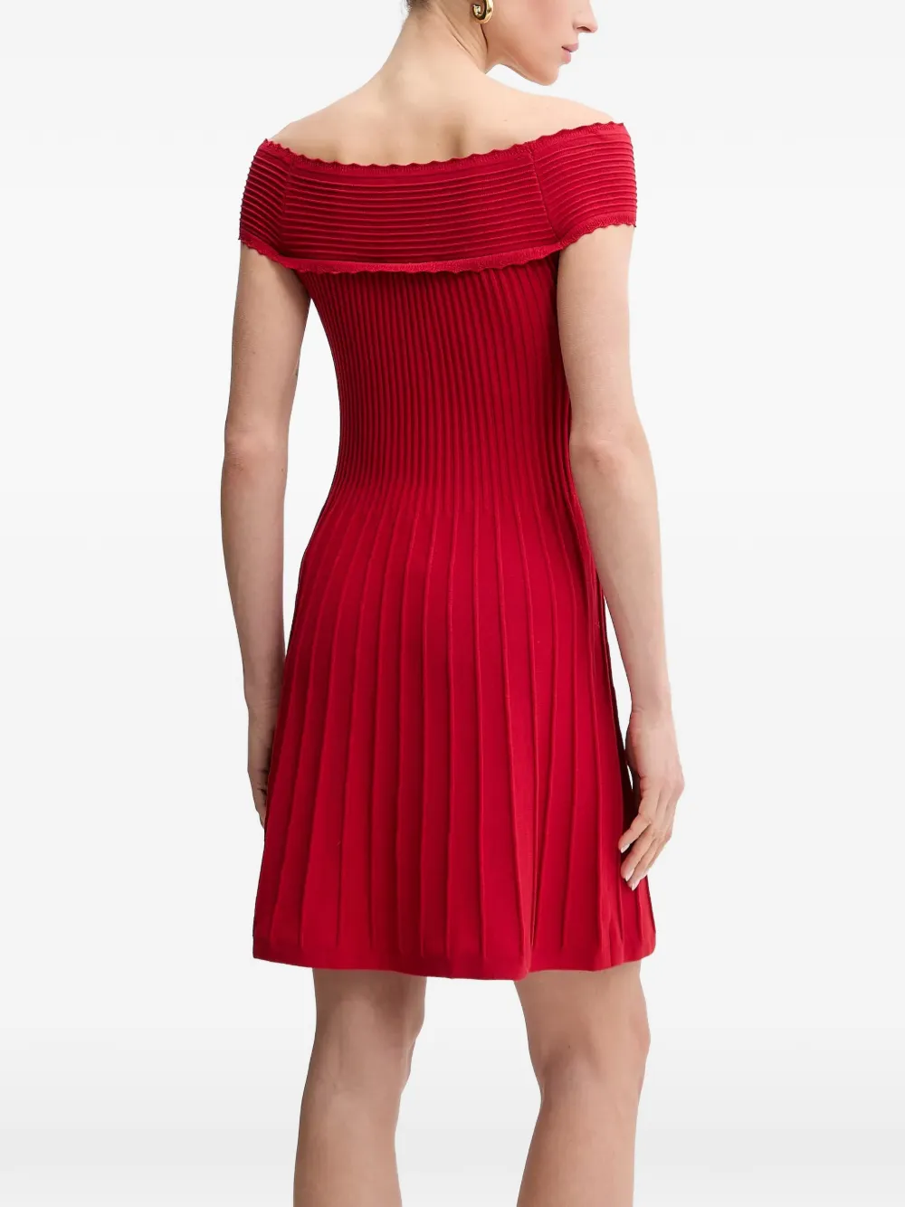 Morgan off-shoulder button mini dress Rood