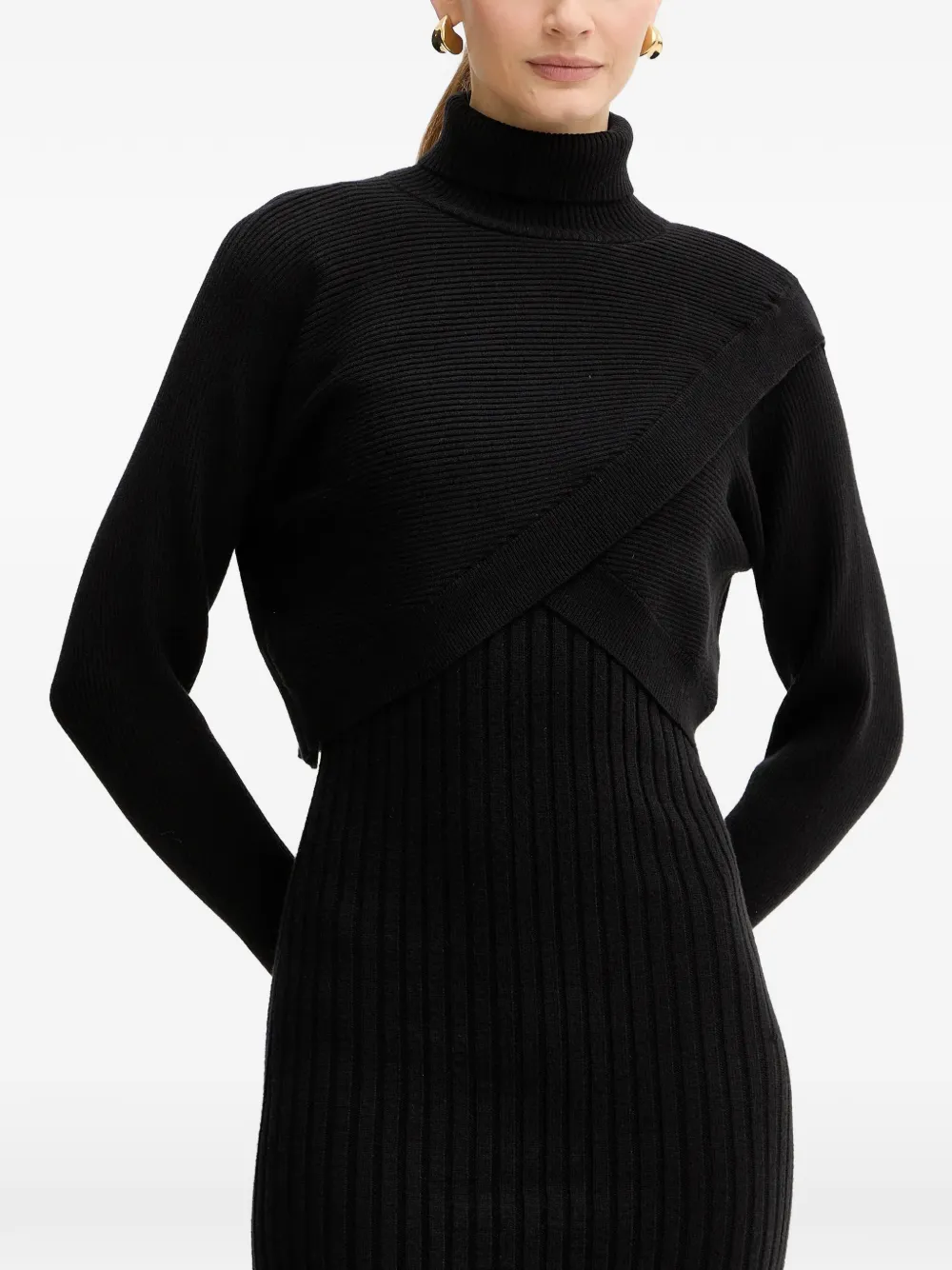 Morgan Midi-jurk met col Zwart