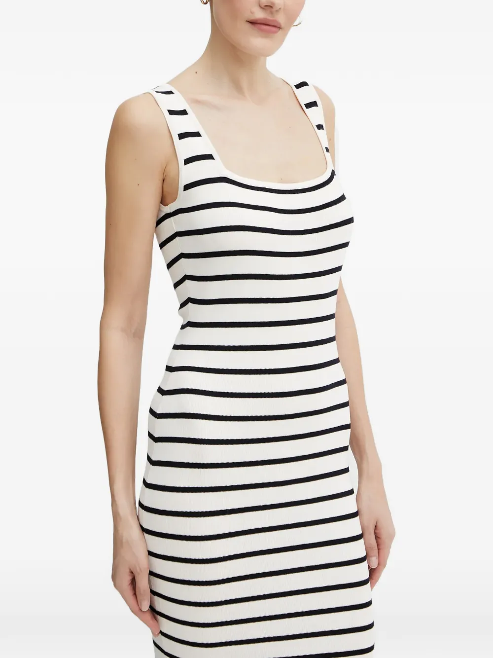 Morgan striped ribbed-knit midi dress