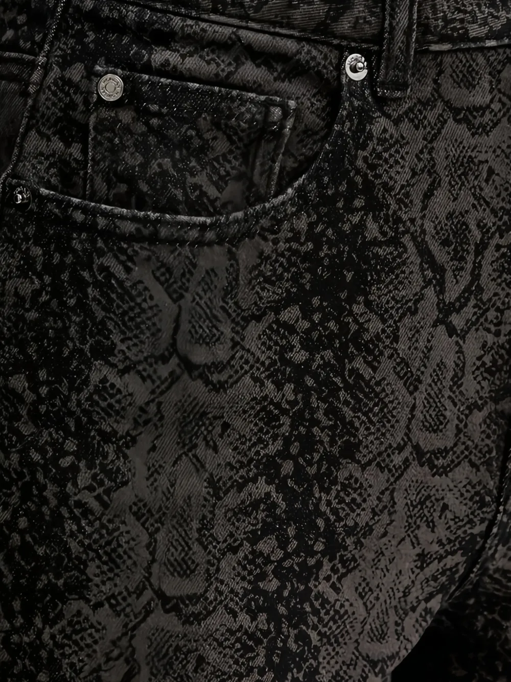 Morgan Jeans met slangenprint en vijf zakken Zwart