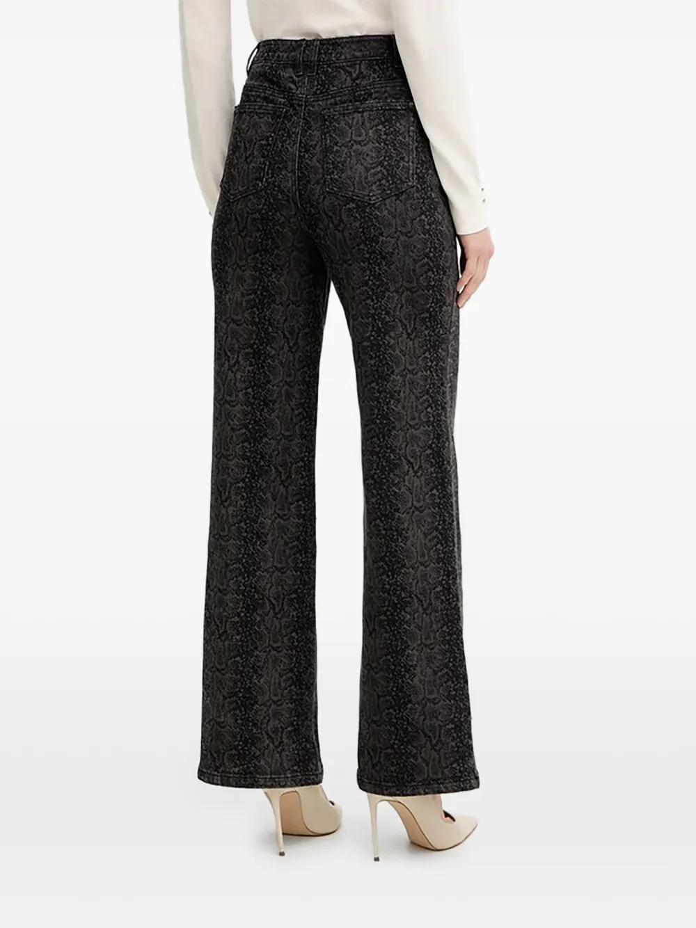 Morgan Jeans met slangenprint en vijf zakken Zwart