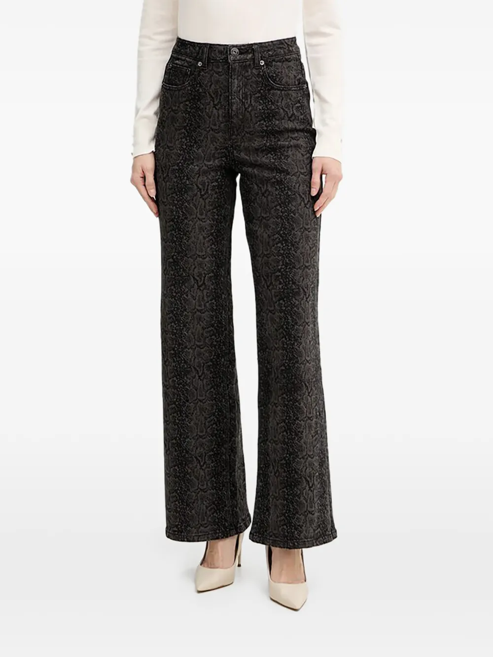 Morgan Snake-print Five-pockets Jeans In Black