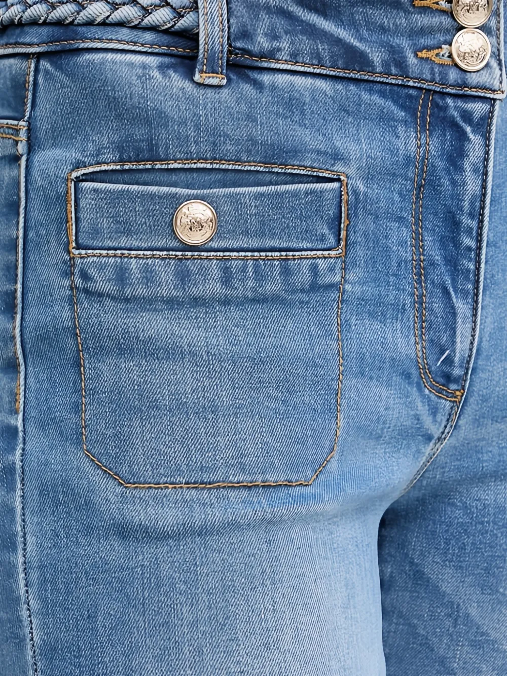 Morgan Button Pocket Jeans In Blue