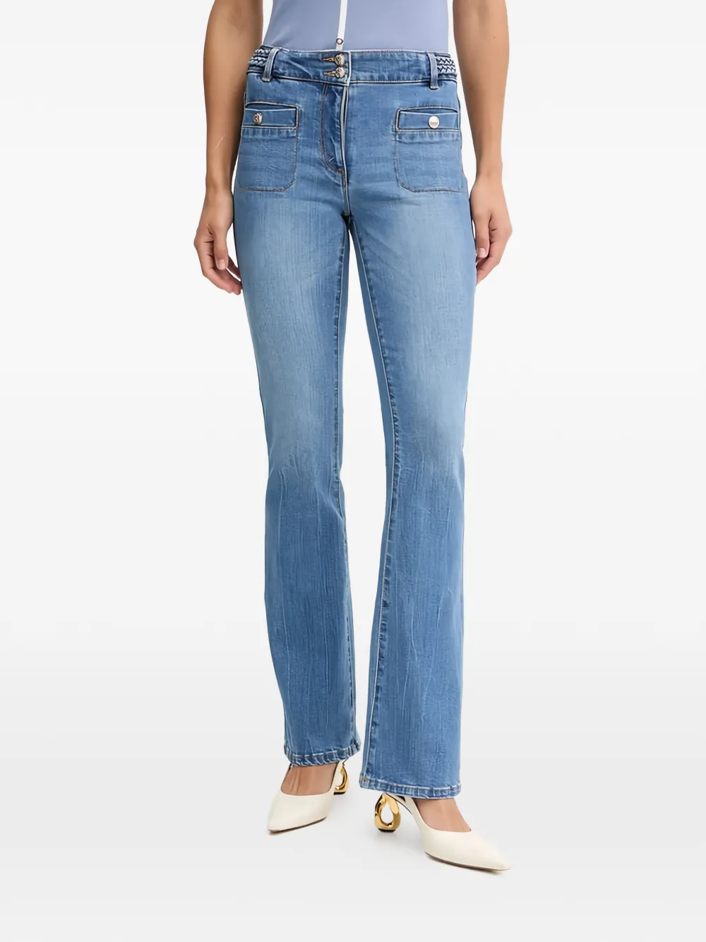 Morgan Button Pocket Jeans In Blue