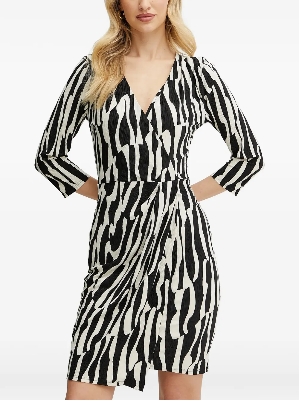 Morgan abstract-print wrap-style midi dress
