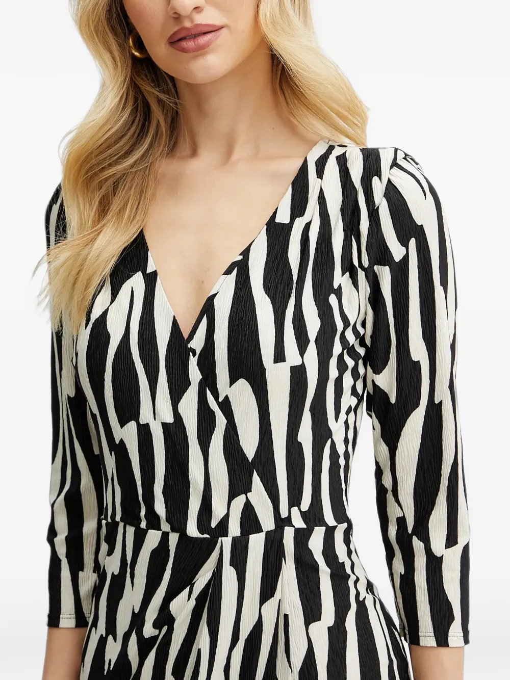Morgan Ralma midi-jurk met abstracte print Zwart