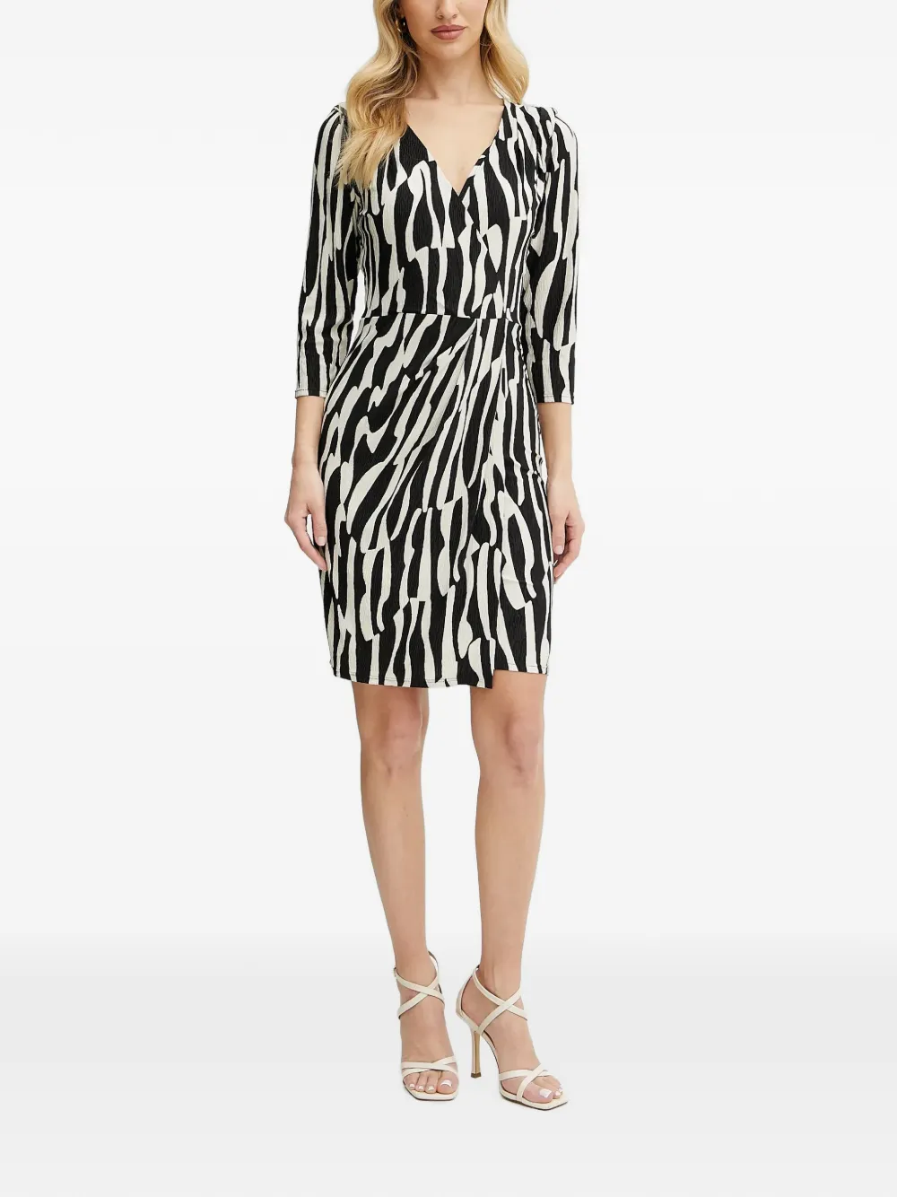 Morgan Ralma midi-jurk met abstracte print Zwart