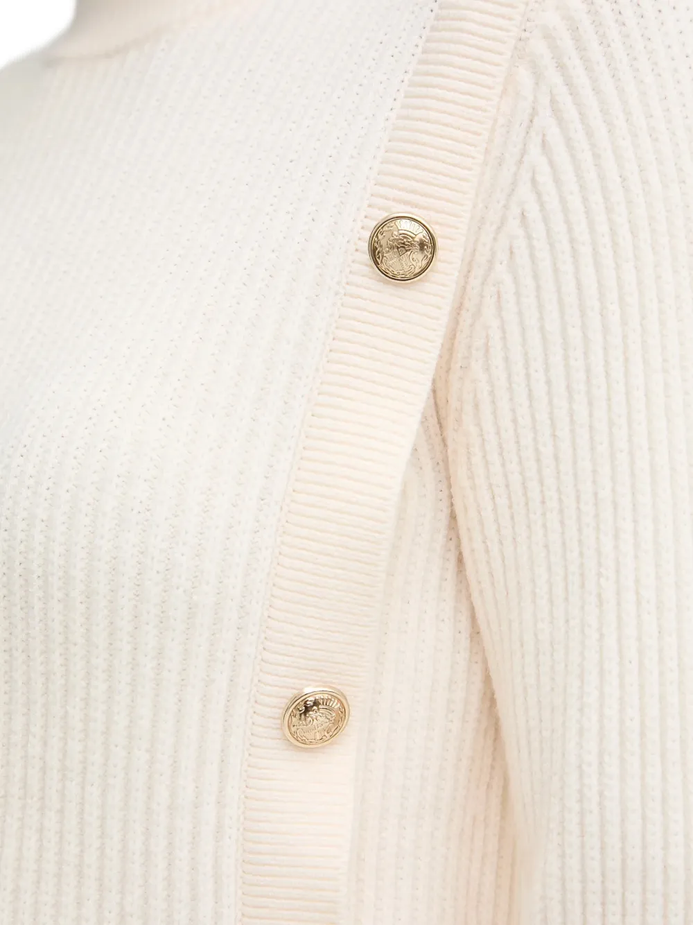 Morgan Ribgebreide trui met knoopdetail Beige