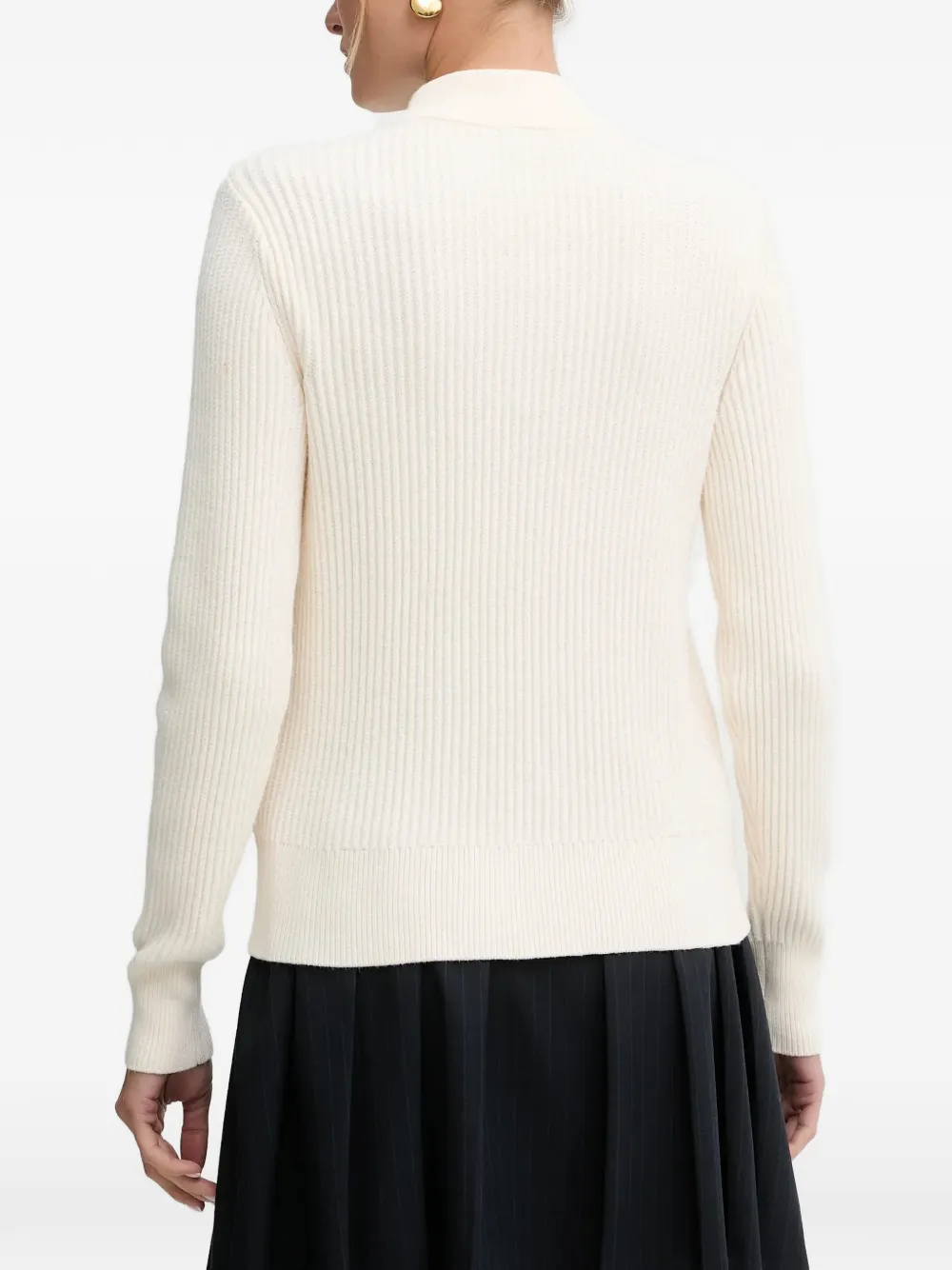 Morgan Ribgebreide trui met knoopdetail Beige