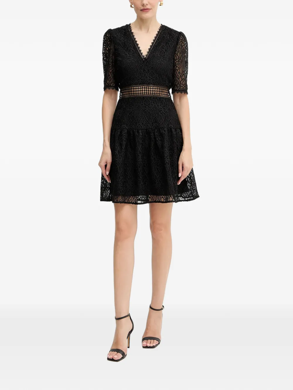 Morgan V-neck lace mini dress