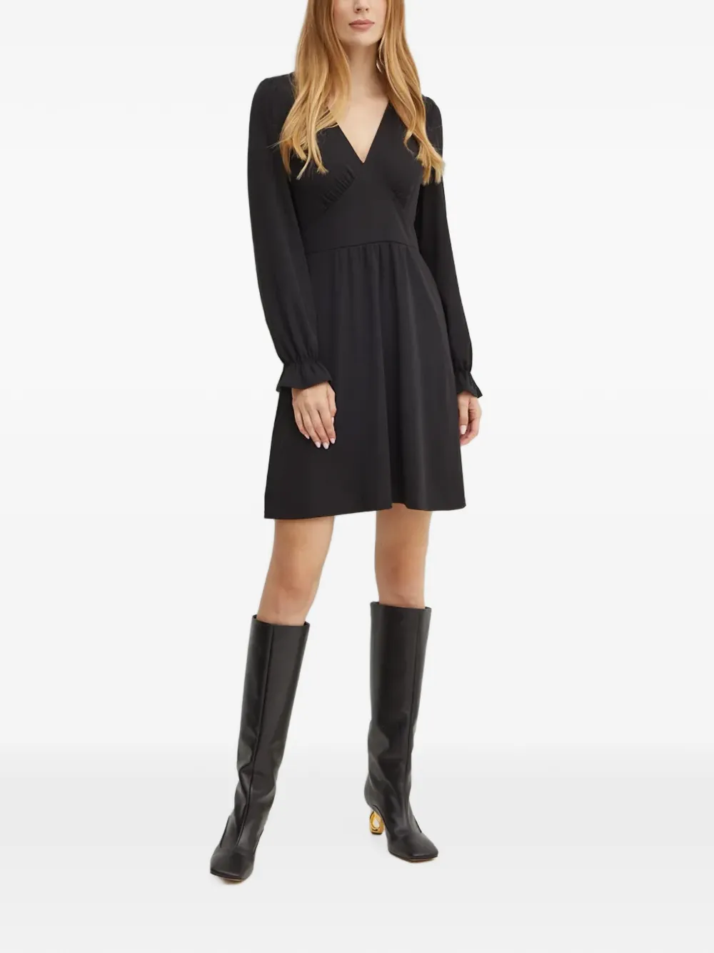 Morgan V-neck long-sleeved mini dress