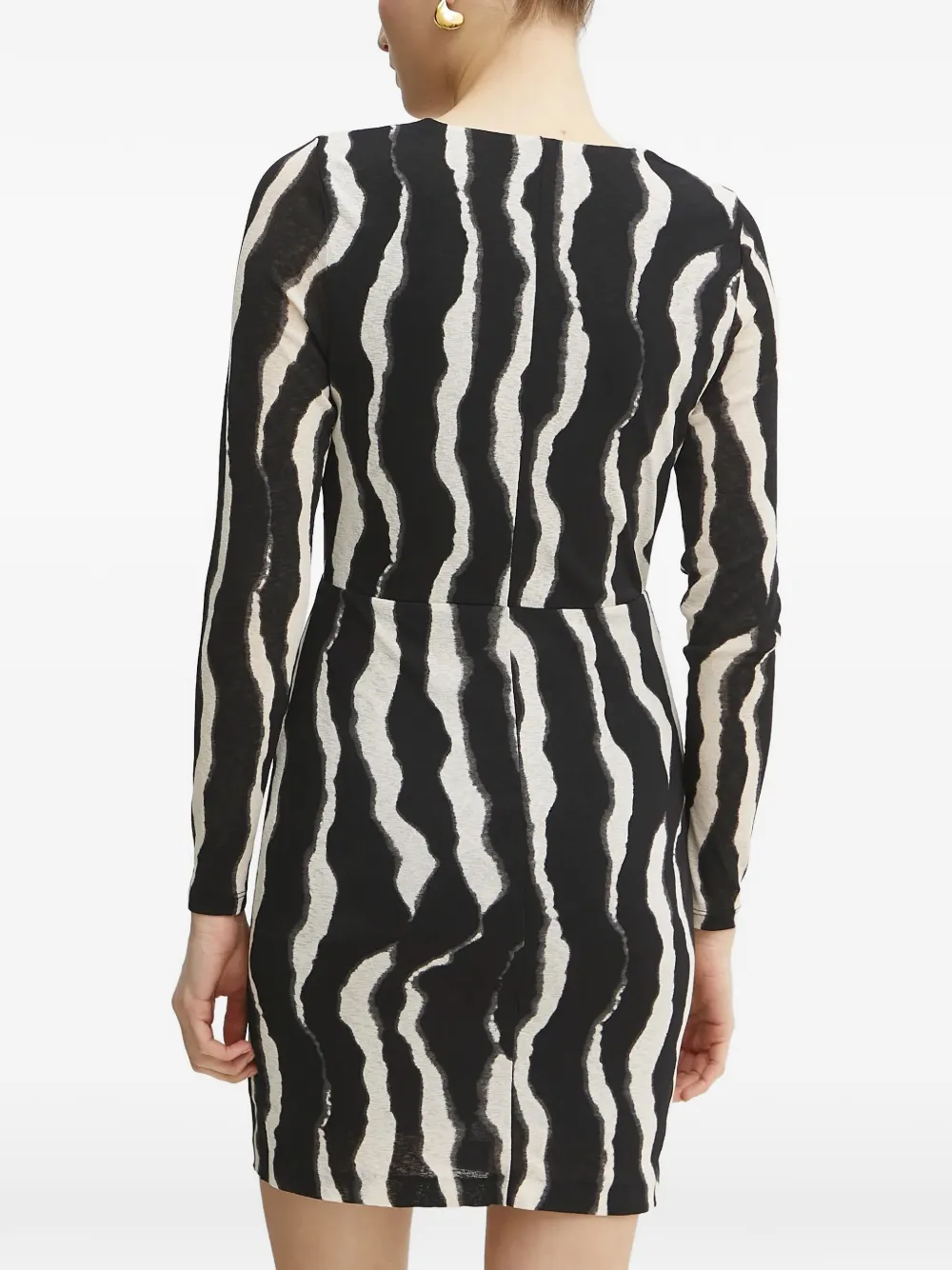 Morgan long-sleeved zebra mini dress Zwart