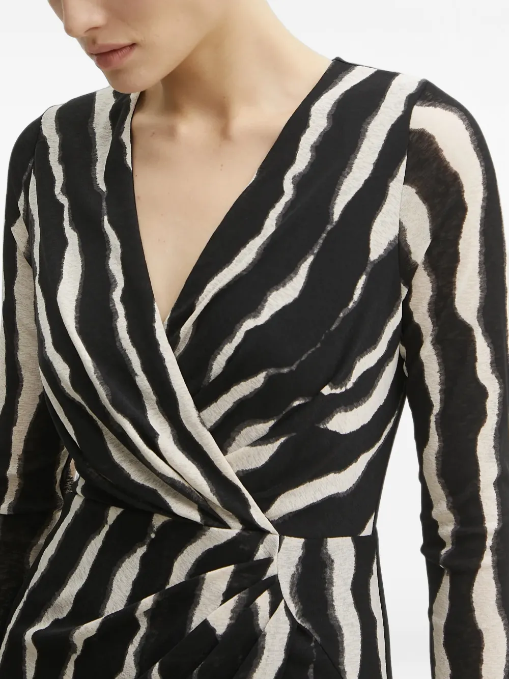 Morgan long-sleeved zebra mini dress Zwart