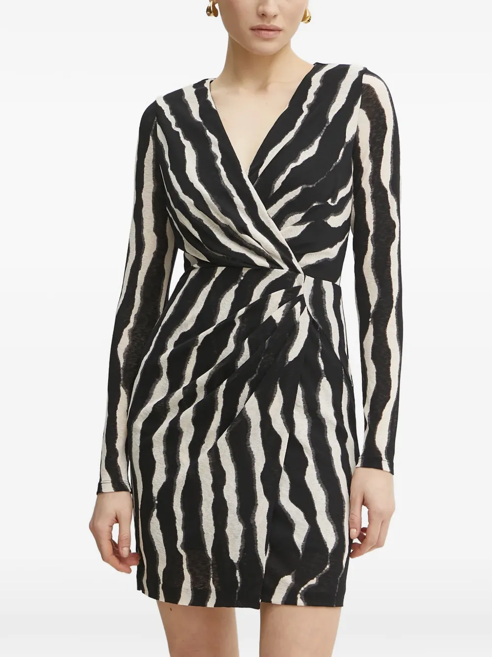 Morgan long-sleeved zebra mini dress
