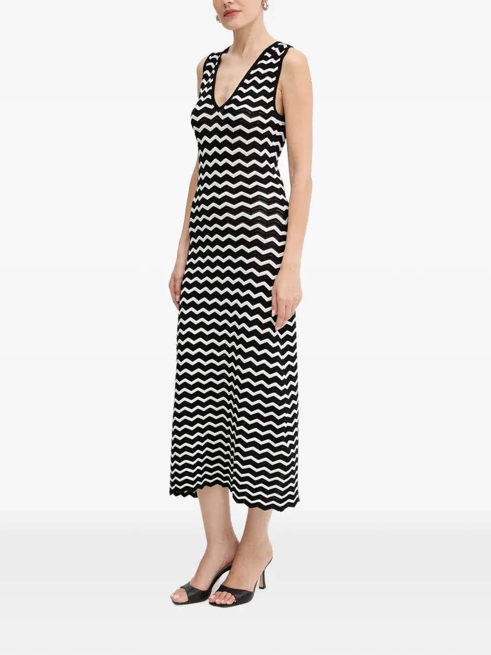 Morgan Midi-jurk met V-hals Zwart