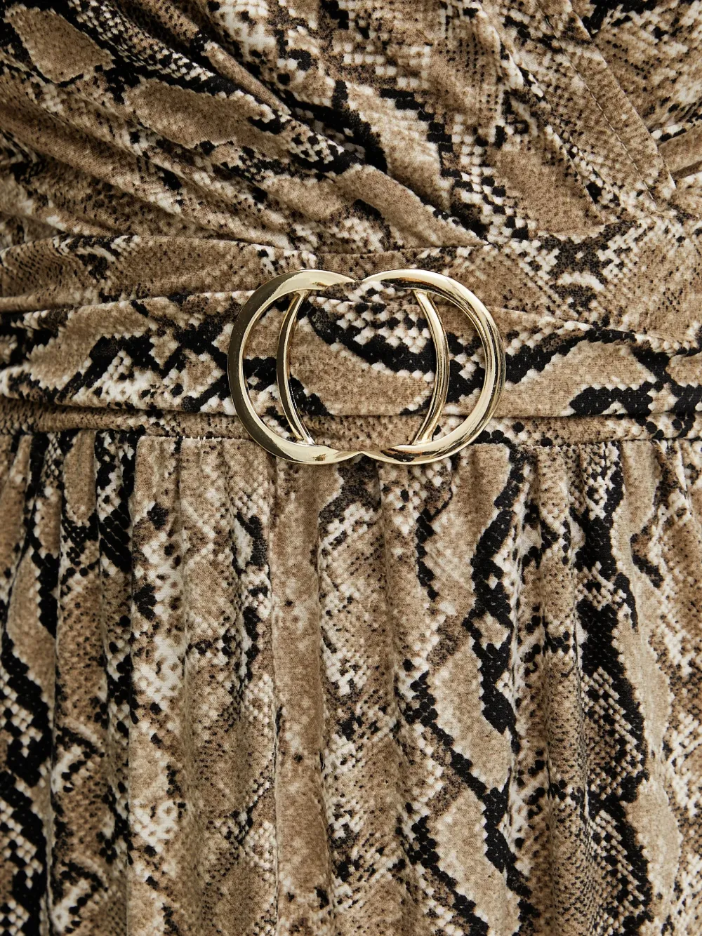 Morgan snake-print belted maxi dress Beige