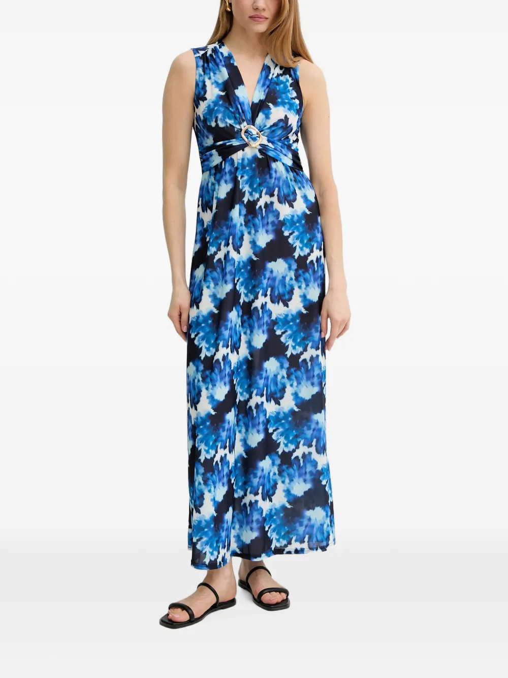 Morgan Jurk met tie-dye-print en ring-detail Blauw