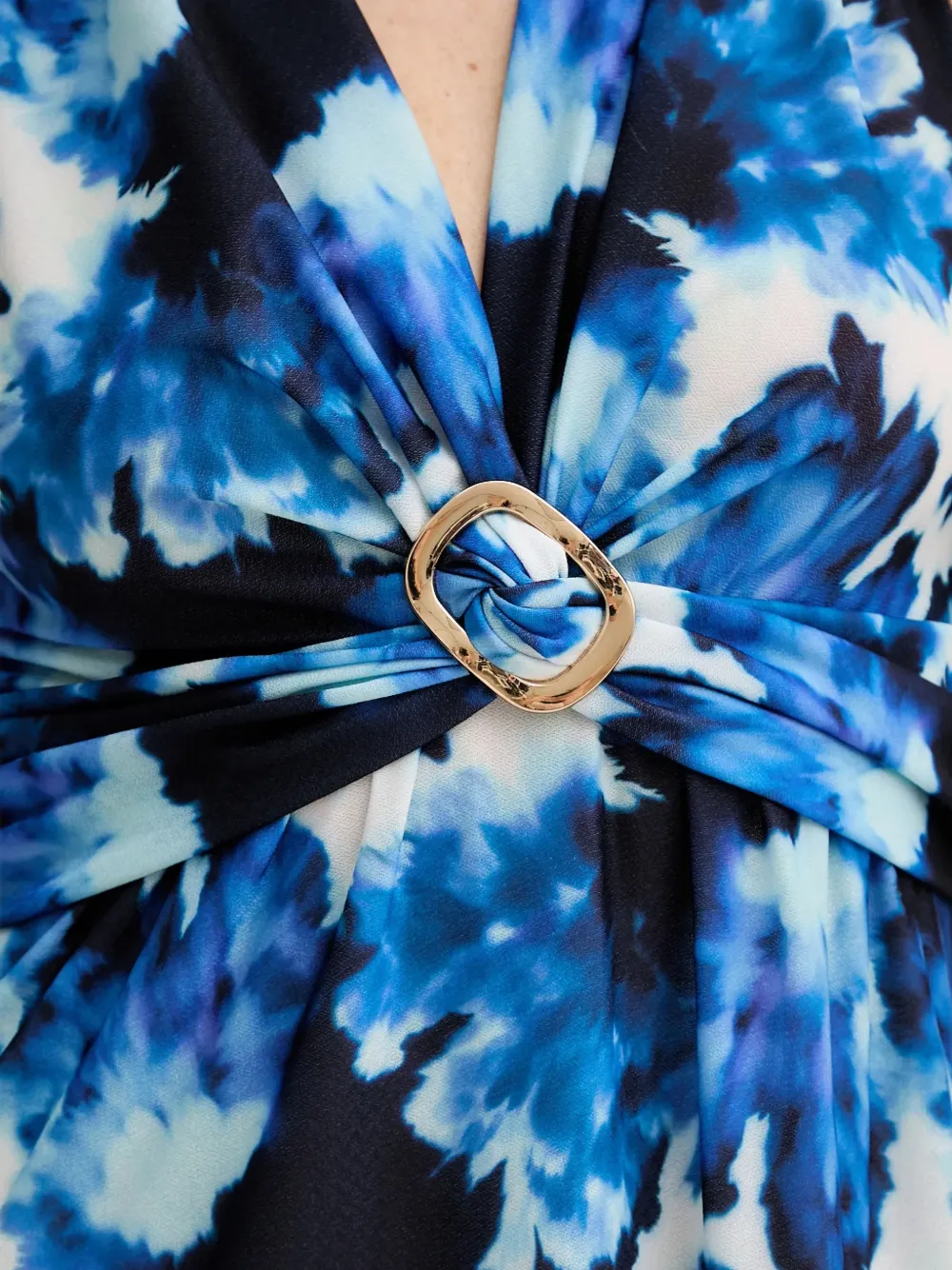 Morgan Jurk met tie-dye-print en ring-detail Blauw