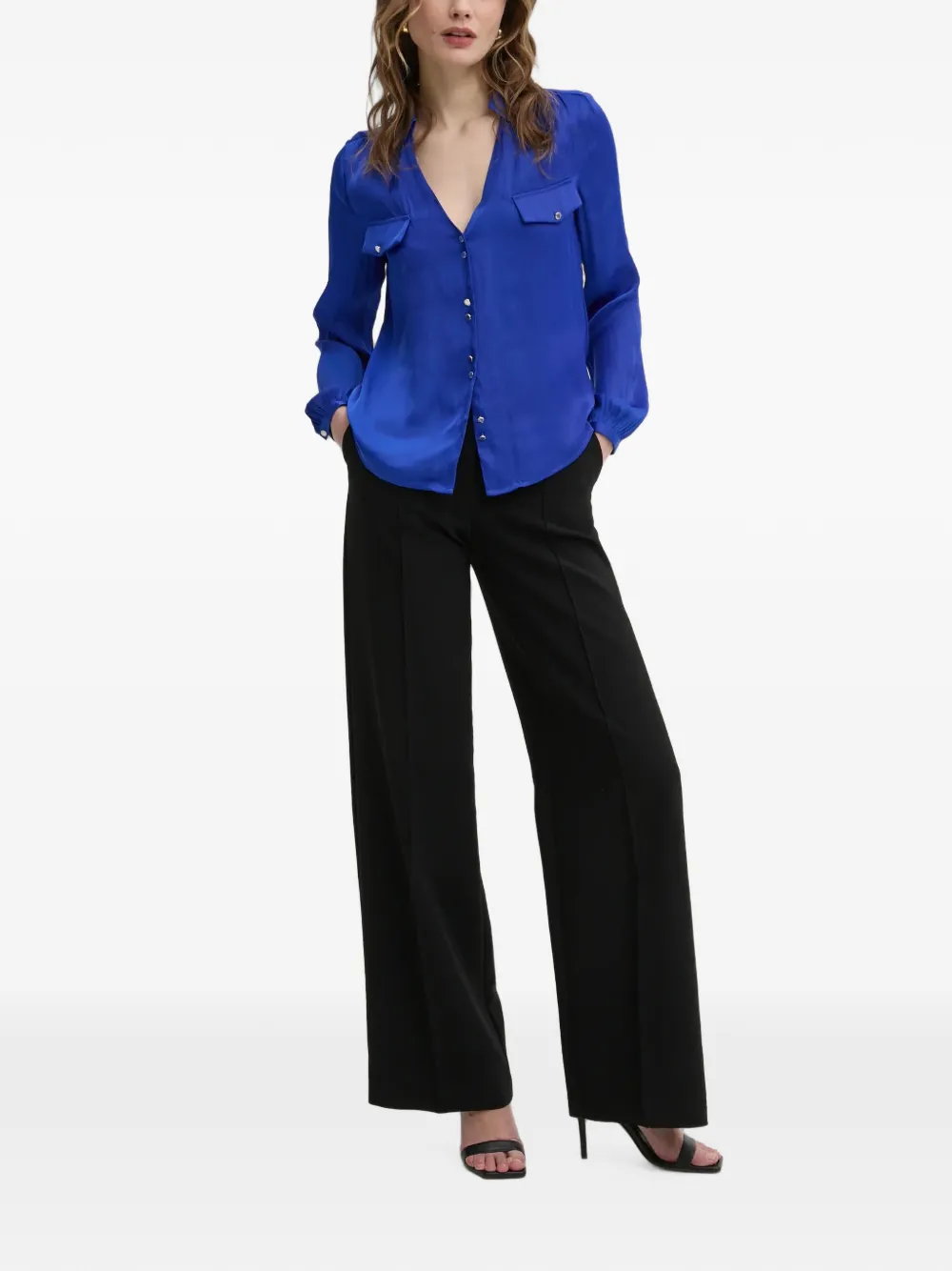 Morgan Cibile blouse met zak en knopen Blauw